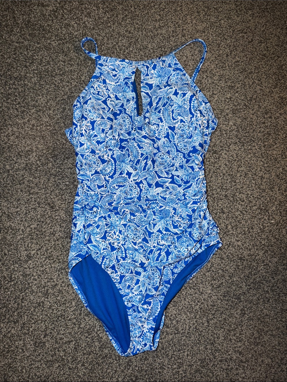 Blue Paisley One-Piece Swim Suit for Women